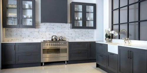 Premium Kitchen Cabinet Unit Doors & Drawers Timber Shaker Dark Grey Painted Solid Ash/Veneered 110mm x 596mm Undrilled 